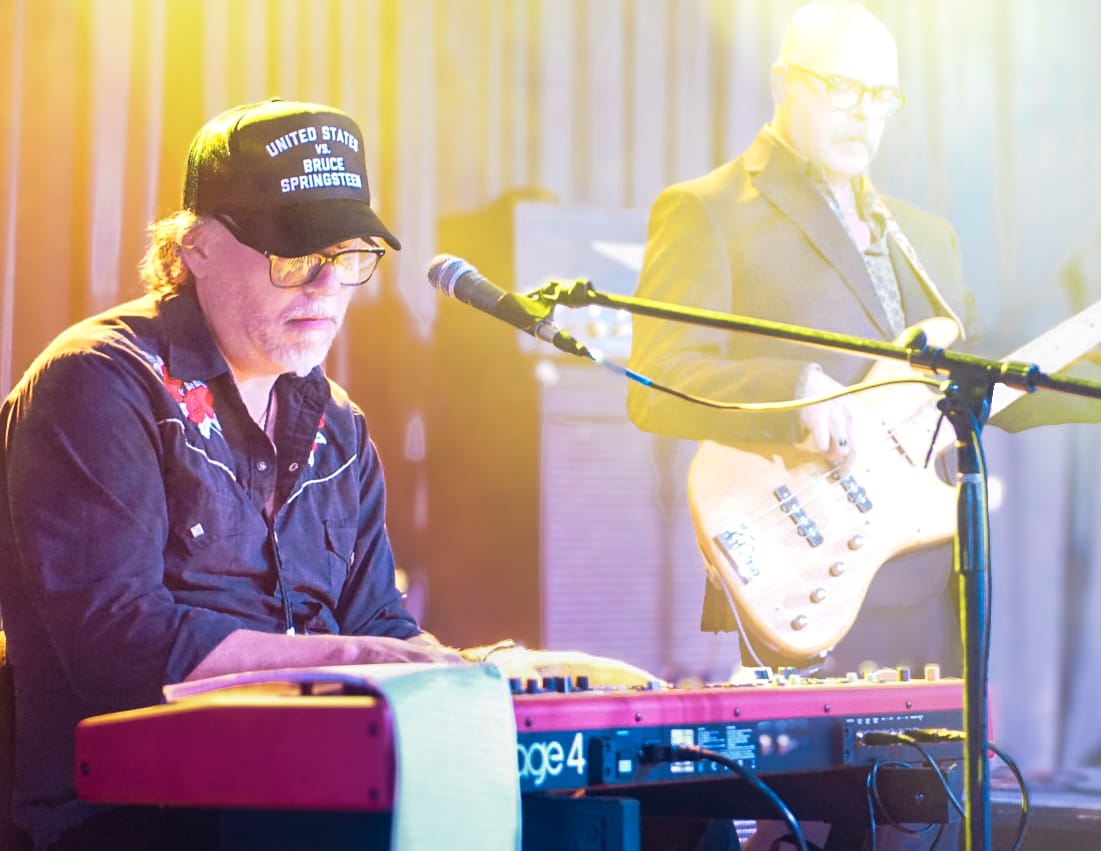 Producer Brad Crisler at the keys with Jimbo Hart on bass